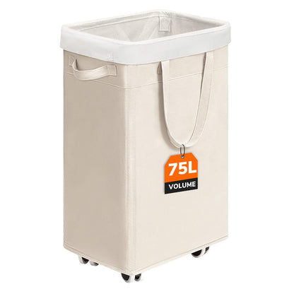 CHICVITA 75L Rolling Laundry Basket with Wheels Removable Wash Bag, Pink