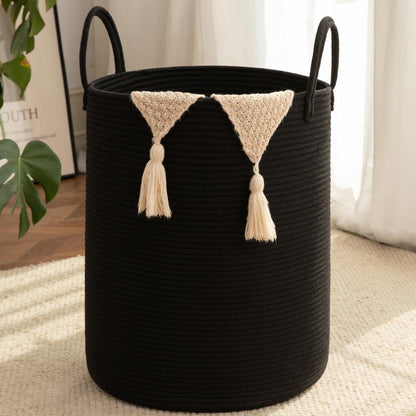 OIAHOMY 60L Nursery Hamper Laundry Basket Laundry Hamper Brown/White