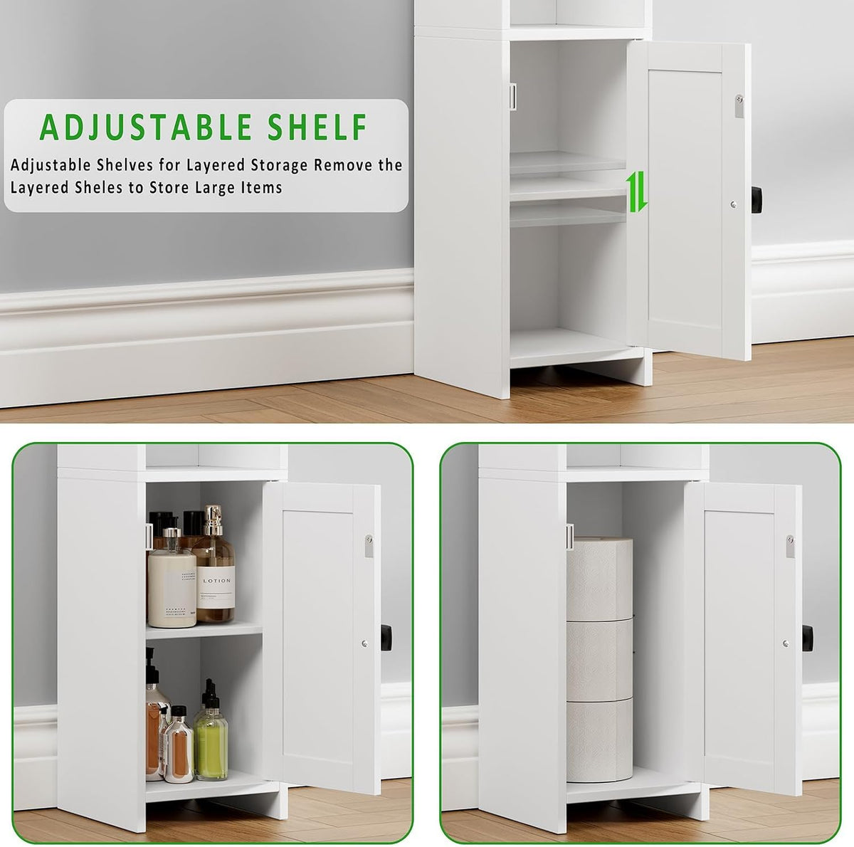 Lomojo Small Bathroom Storage Cabinet Corner, 7.87"Dx7.87"W x31.5"H (White)
