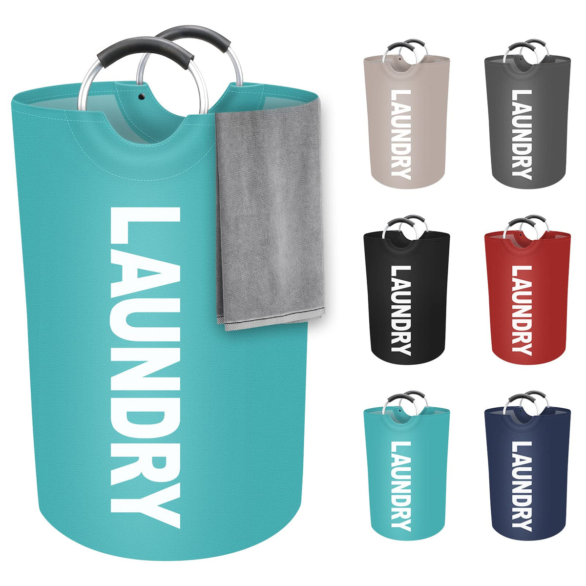 90L Large Laundry Basket, Dirty Clothes Waterproof Laundry Hamper, Red