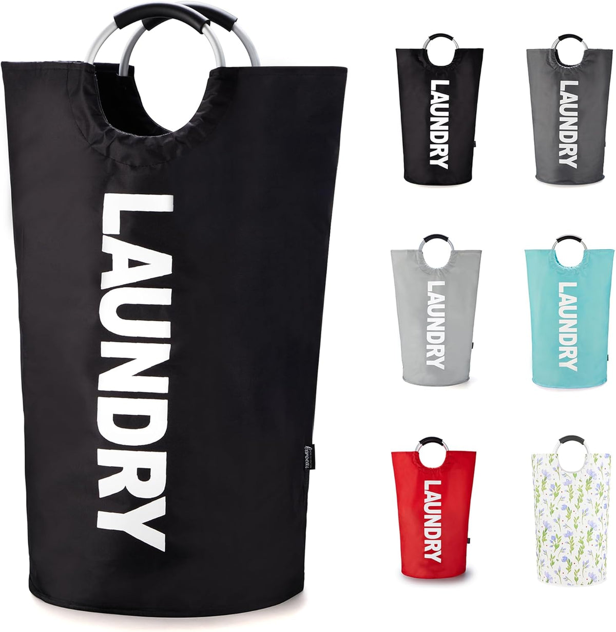 Caroeas Tall Laundry Basket 90L, Large Hamper, Freestanding Laundry Bag