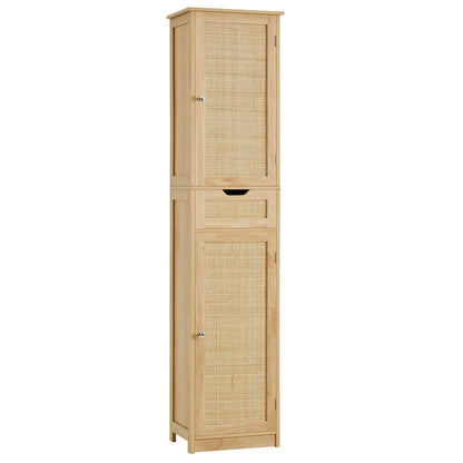 Iwell 66.9" Tall Bathroom Storage Cabinet with 2 Doors & 1 Drawer