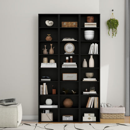 Panana 8 Tier Storage Shelf Bookcase, Slim Organizer Shelves Cabinet Tall Narrow Media Tower Rack Display Bookshelf for Home Office (Black)