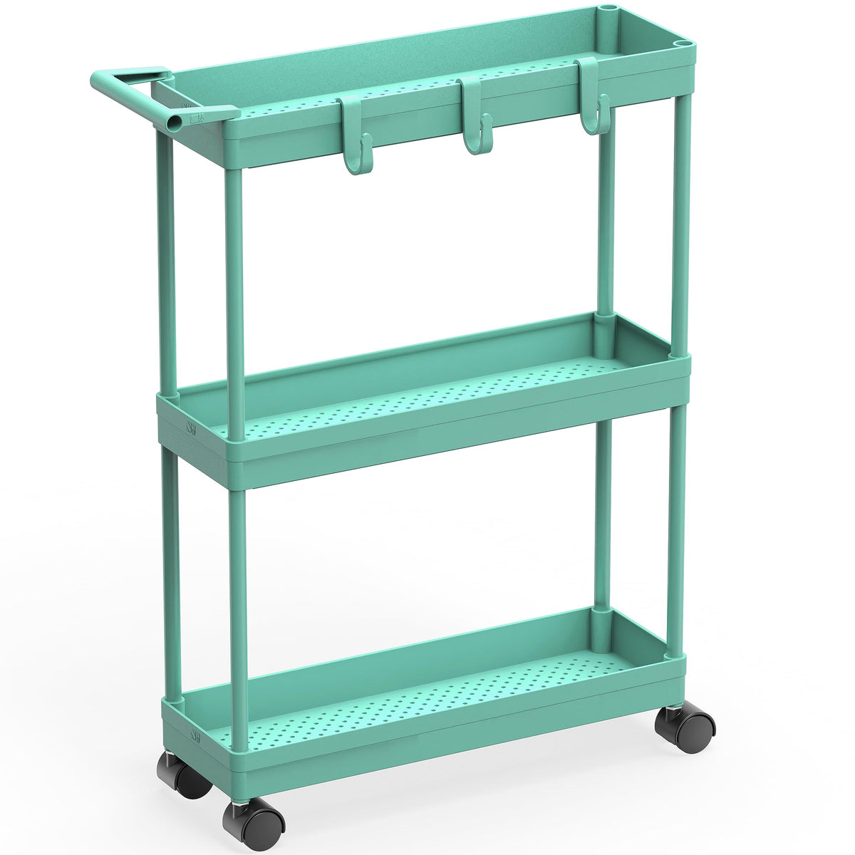Simple Houseware 3-Tier Slim Rolling Cart w/Handle 5.5" Wx27.5 H, Black