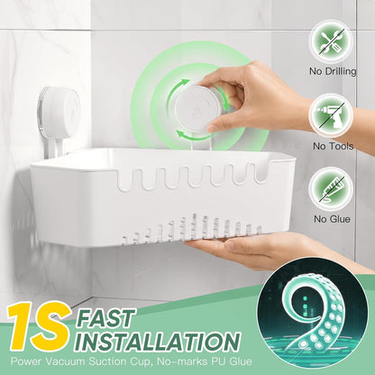 LUXEAR Corner Suction Cup Shower Caddy - White