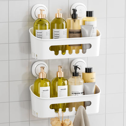 TAILI Shower Caddy Suction Cup Bathroom Organizer Shelves Frosted Clear 2pack