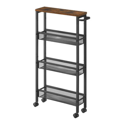 VASAGLE 4-Tier Slim Rolling Storage cart with Wheels, 5.1 Inches, Metal