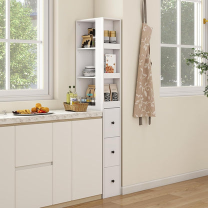 ARTETHYS Tall Narrow Bathroom Storage Cabinet with Side Rack & Drawers