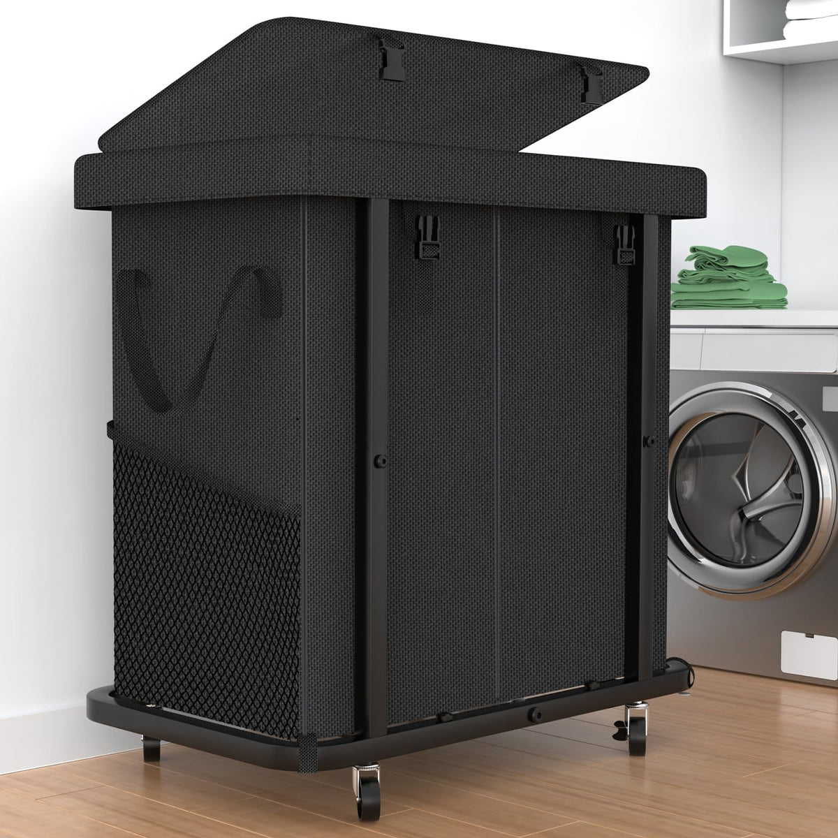 Laundry Hamper with Lid,150L Rolling Laundry Basket with Wheels,Grey