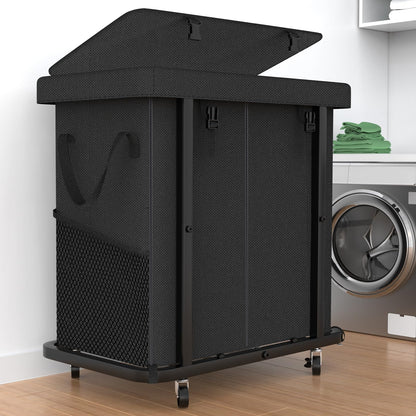 Laundry Hamper with Lid,150L Rolling Laundry Basket with Wheels,Grey