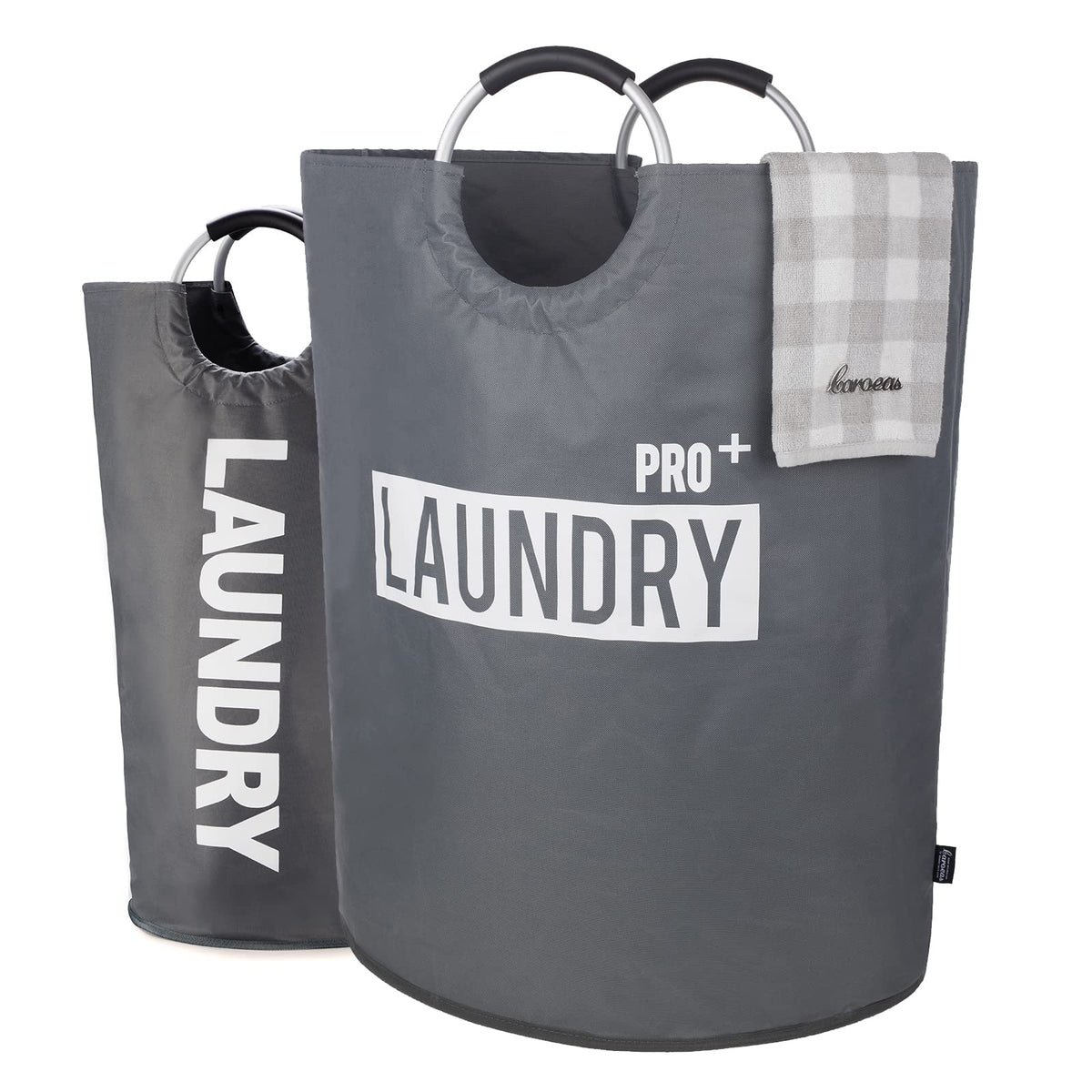 Caroeas Tall Laundry Basket 90L, Large Hamper, Freestanding Laundry Bag