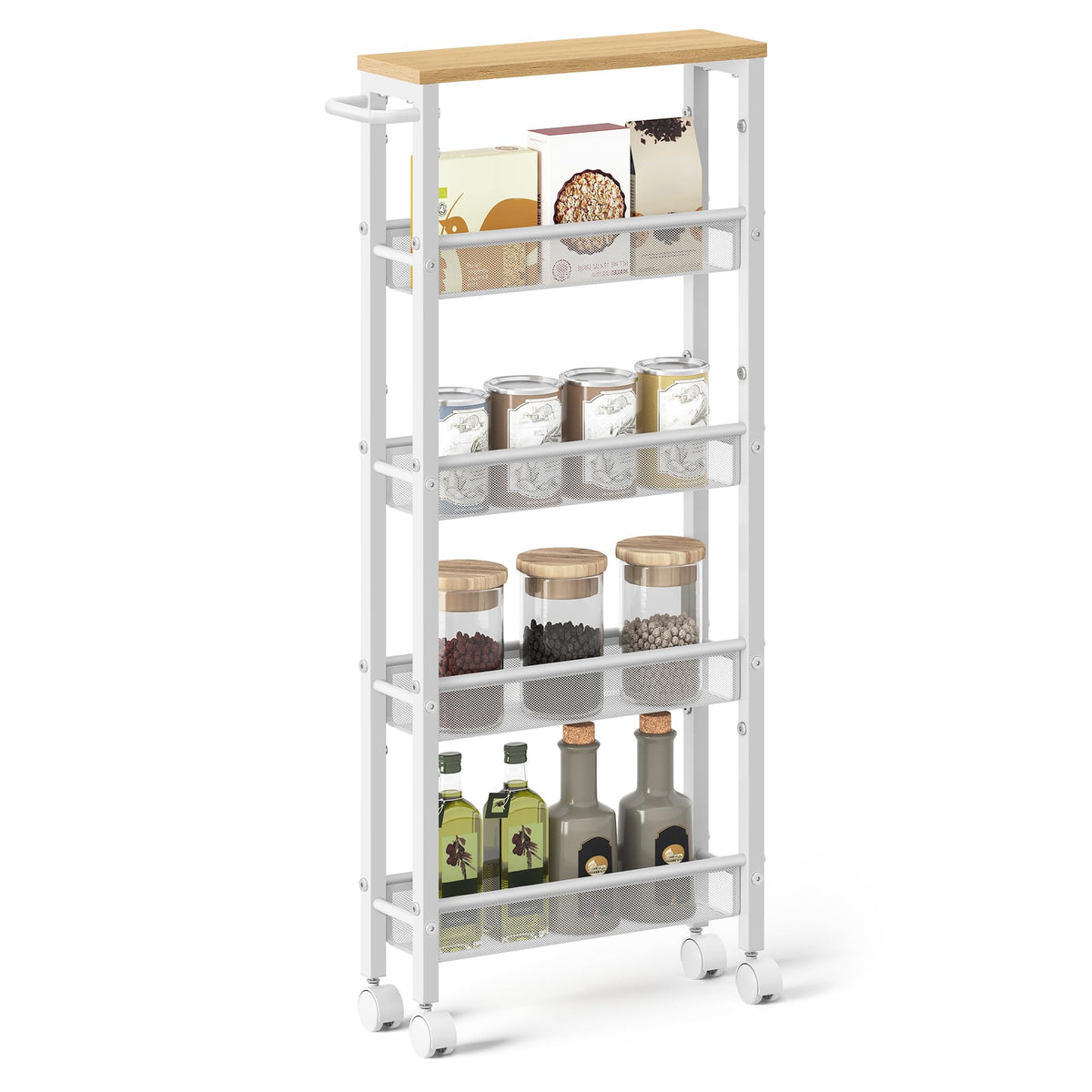 VASAGLE 6-Tier Utility Rolling Laundry Cart, 17.9 x 5.9 x 51.7 inch