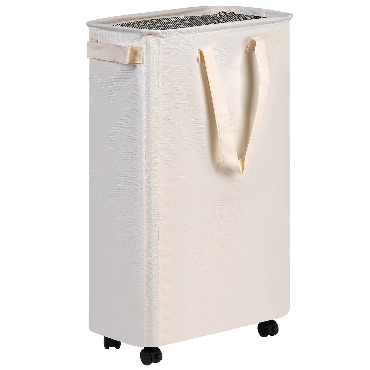 efluky Slim Laundry Hamper with Wheels, Rolling Laundry Basket for Clothes, Small Laundry Basket for Bedroom, Dorm and Laundry Room, 60L Beige