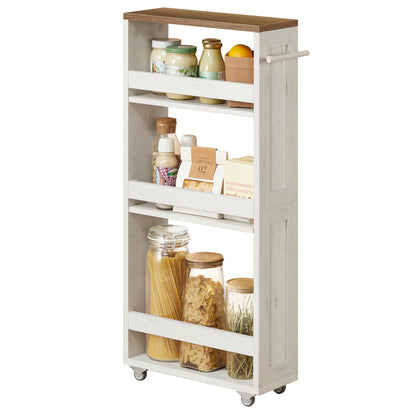 VASAGLE 4-Tier Slide-Out Storage Cart, Slim Kitchen Cart with Wheels