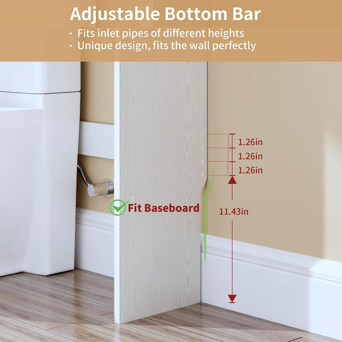 Over the Toilet Storage Cabinet, Tall Slim Bathroom Organizer with Doors, Adjustable Shelves & Built-in Toilet Paper Holder, Space-Saving Above Toilet Cabinet for Small Bathrooms(White)