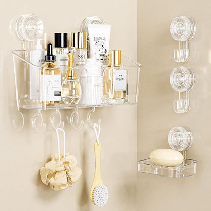 LUXEAR Corner Suction Cup Shower Caddy - White