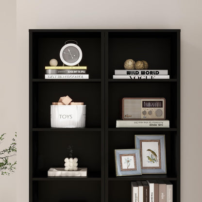 Panana 8 Tier Storage Shelf Bookcase, Slim Organizer Shelves Cabinet Tall Narrow Media Tower Rack Display Bookshelf for Home Office (Black)