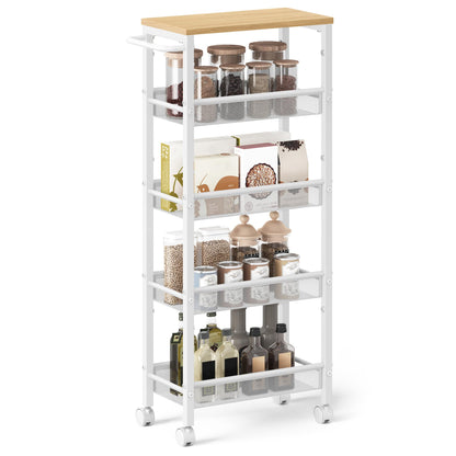 VASAGLE 6-Tier Utility Rolling Laundry Cart, 17.9 x 5.9 x 51.7 inch