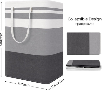 StorageRight Laundry Basket Hamper, 75L Collapsible Clothes Storage, Grey