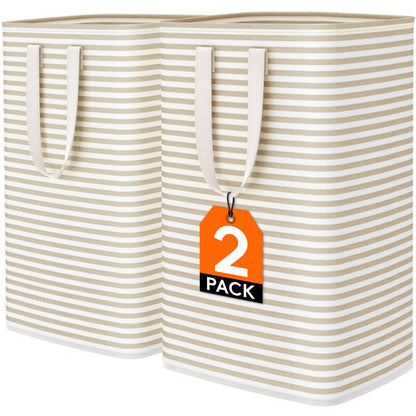 Lifewit 80L Large Laundry Baskets, Laundry Hampers Bags, 2 Pack, Beige
