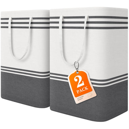 2 Pack Large Laundry Baskets, Laundry Hampers for Dorm, Bathroom, Room 75L
