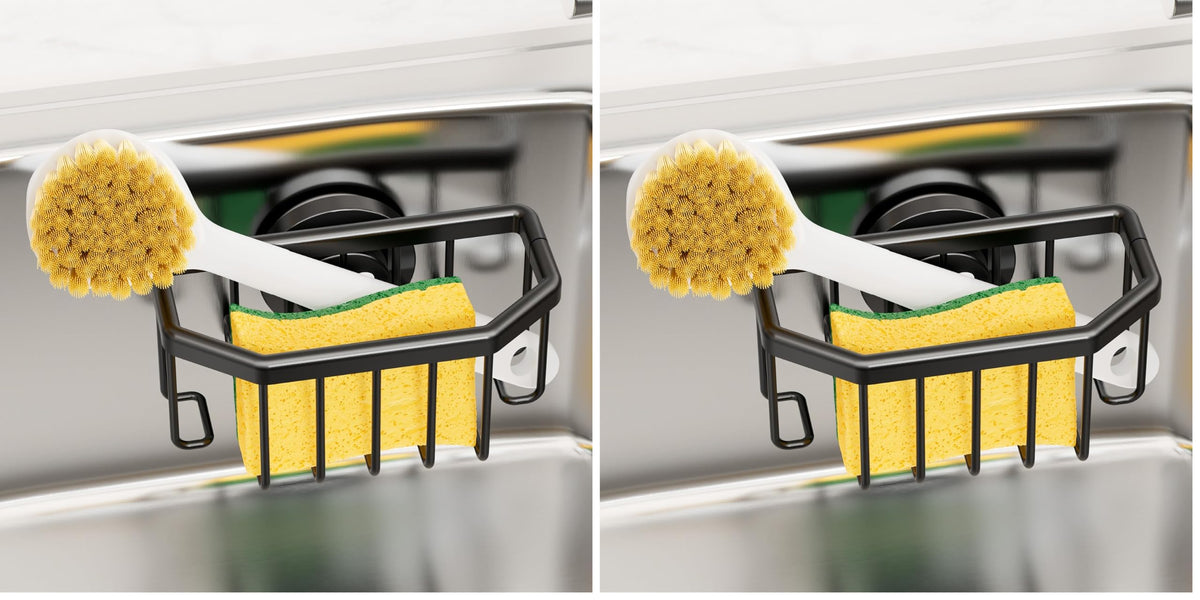 TAILI Sponge Holder for Kitchen Sink with Strong Suction Cup-Silver