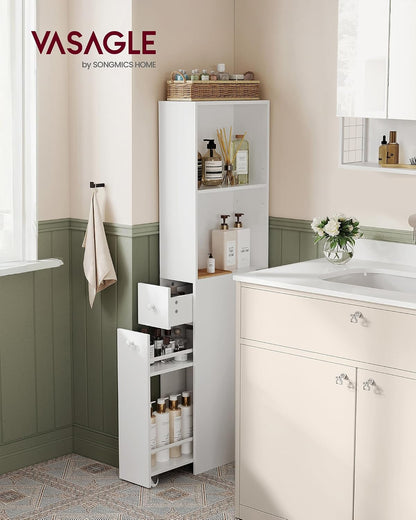 VASAGLE Slim Bathroom Storage Cabinet, Narrow Freestanding, with Drawers