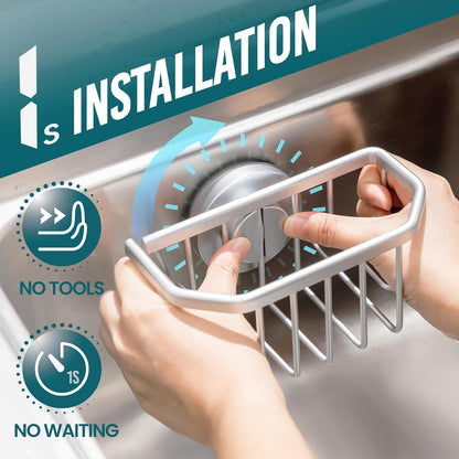 TAILI Sponge Holder for Kitchen Sink with Strong Suction Cup-Silver