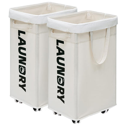 CHICVITA 75L Rolling Laundry Basket with Wheels Removable Wash Bag, Pink