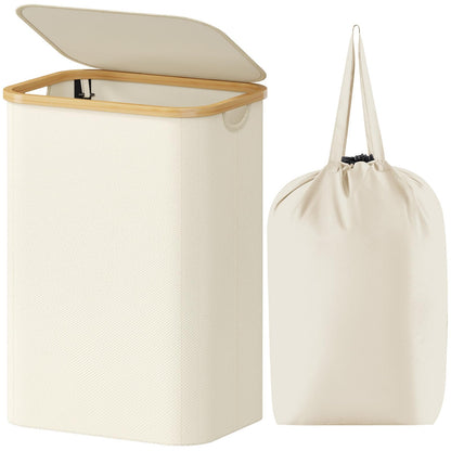 Lifewit 105L Large Laundry Basket with Lid, Removable Bags, Green