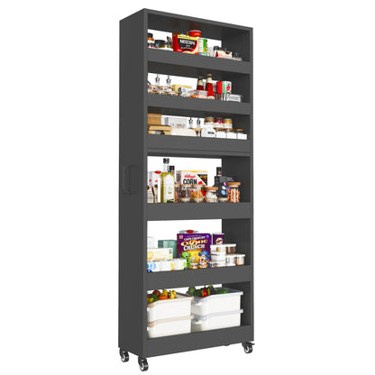 Slim Storage Cart, Lightweight 6 Tier Metal Rolling Utility Kitchen Cart on Wheels, Mobile Storage Shelving Unit Organizer for Bathroom Laundry Office Narrow Places (White, 6" D)