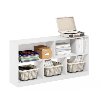 Furinno LUDER Book Shelf, 6-Tier Tall Modern Bookshelf, Bookcase with Open Shelves, 9.3 x 12 x 71, for Living Room, Bedroom, Home Office, White