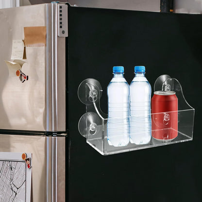 Homoyoyo Clear Suction Rack Refrigerator Shelf Drink Holder for Fridge Beverage Shelf Organizer for Kitchen Storage Adjustable Wall-Mount Display Frame for Beverages 8.07 X 4.52 X 2.75 in
