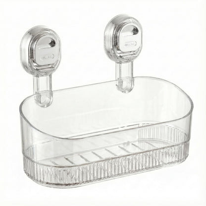 AVOKIHI Suction Cup Shower Caddy with 6 Hooks, No Drill Shower Shelf