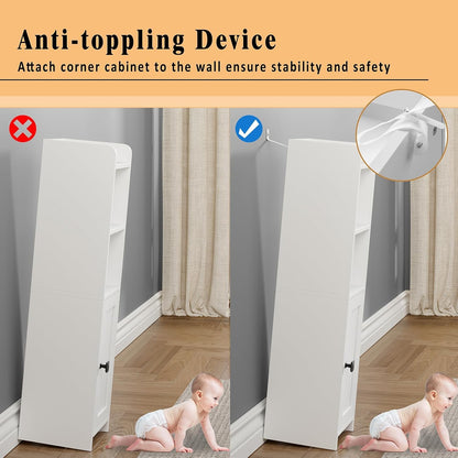 Lomojo Small Bathroom Storage Cabinet Corner, 7.87"Dx7.87"W x31.5"H (White)