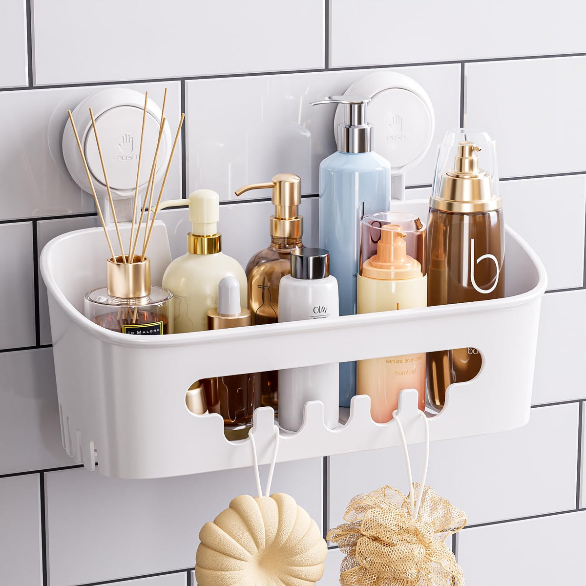 TAILI Shower Caddy Suction Cup Bathroom Organizer Shelves Frosted Clear 2pack