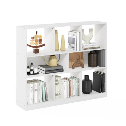 Furinno LUDER Book Shelf, 6-Tier Tall Modern Bookshelf, Bookcase with Open Shelves, 9.3 x 12 x 71, for Living Room, Bedroom, Home Office, White