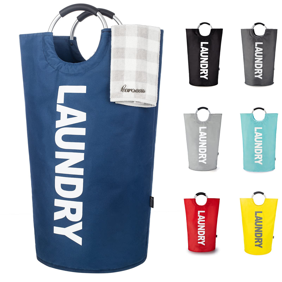 Caroeas Tall Laundry Basket 90L, Large Hamper, Freestanding Laundry Bag
