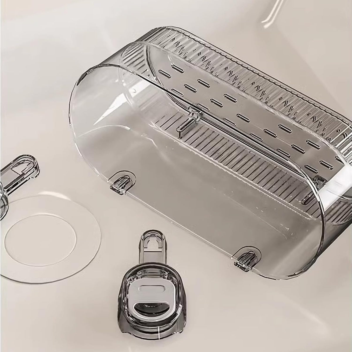 2026 New No-Drill Bathroom Suction Storage Box, Large Capacity Strong Load-Bearing Suction Cup Storage Rack with Drain Holes, Multi Functional Wall-Mounted Organizer for Home Bathroom (1, White)
