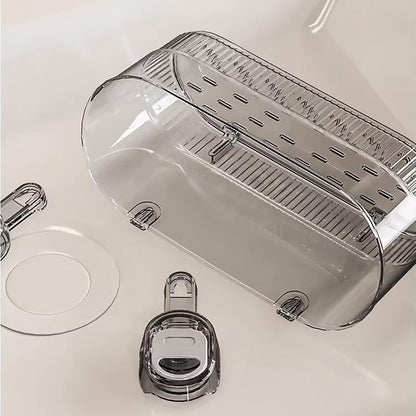 2026 New No-Drill Bathroom Suction Storage Box, Large Capacity Strong Load-Bearing Suction Cup Storage Rack with Drain Holes, Multi Functional Wall-Mounted Organizer for Home Bathroom (1, White)