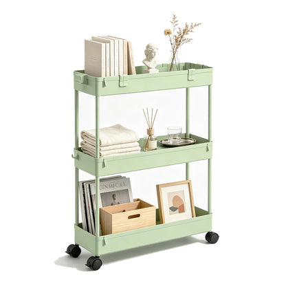 SPACELEAD Slim Storage Cart 3 Tier,Bathroom Organizer Rolling Utility,Mobile Shelving Unit Slide Out for Office, Kitchen, Laundry Room & Narrow Places,Black