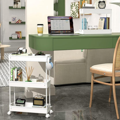 SPACEKEEPER Slim Rolling Storage Cart, 3 Tier Bathroom Cart Organizer,White