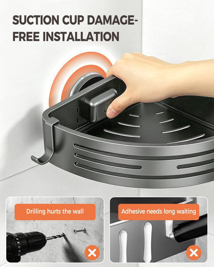 Conworld Corner Shower Caddy Suction Cups, No-Drilling Corner Shower Shelf