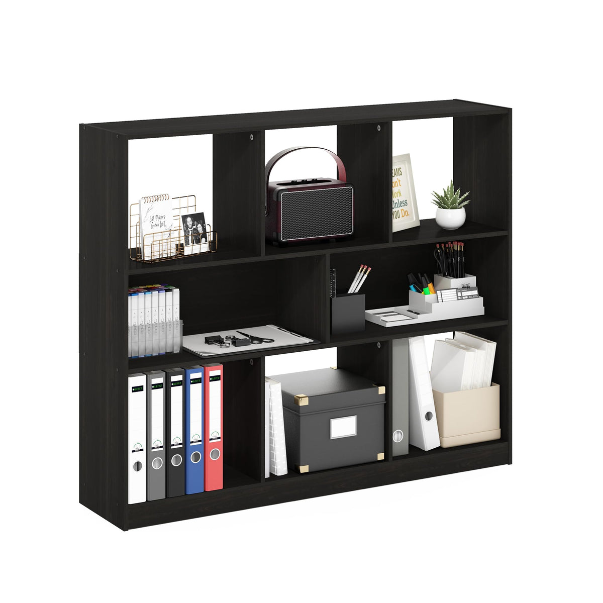 Furinno LUDER Book Shelf, 6-Tier Tall Modern Bookshelf, Bookcase with Open Shelves, 9.3 x 12 x 71, for Living Room, Bedroom, Home Office, White