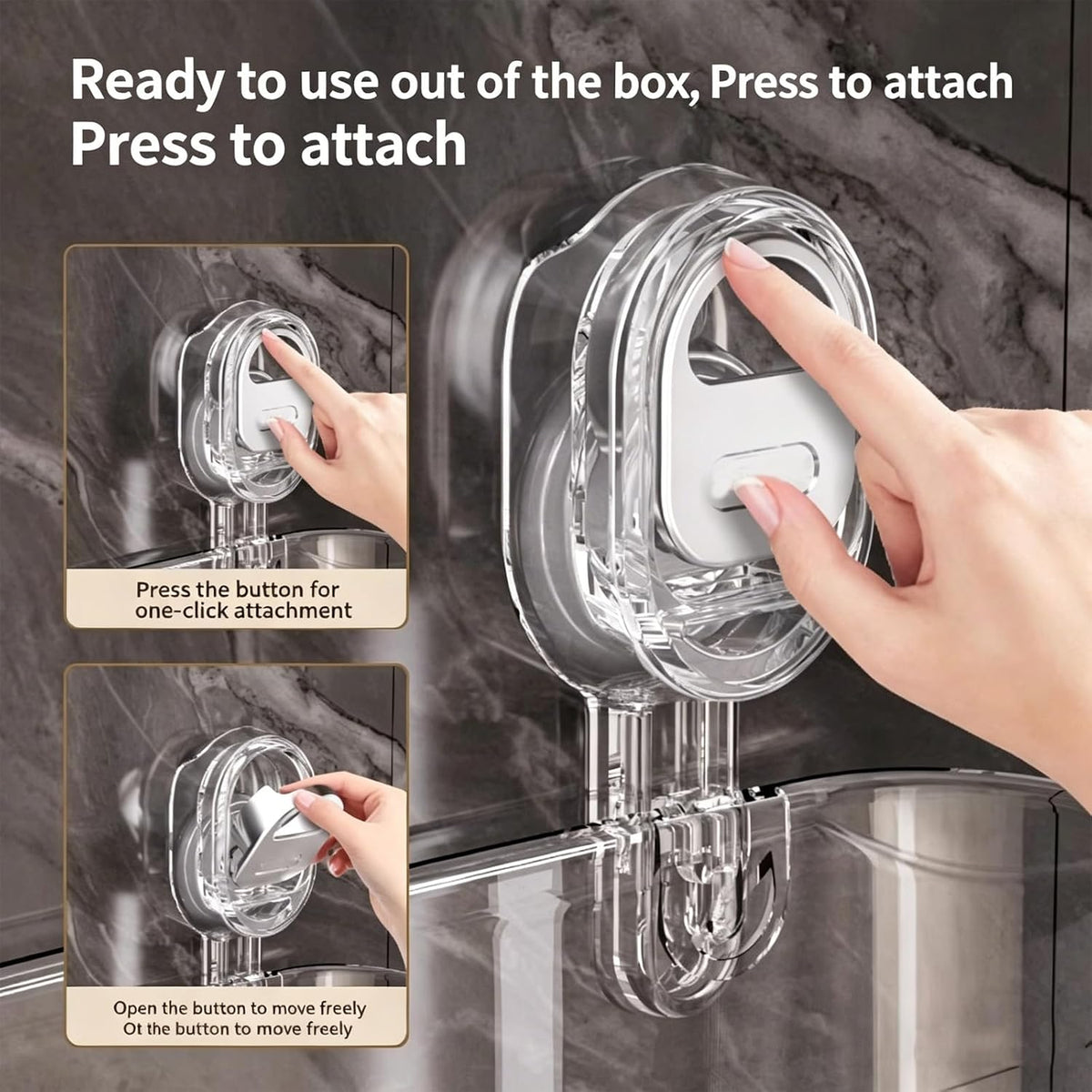 2026 New No-Drill Bathroom Suction Storage Box, Large Capacity Strong Load-Bearing Suction Cup Storage Rack with Drain Holes, Multi Functional Wall-Mounted Organizer for Home Bathroom (1, White)