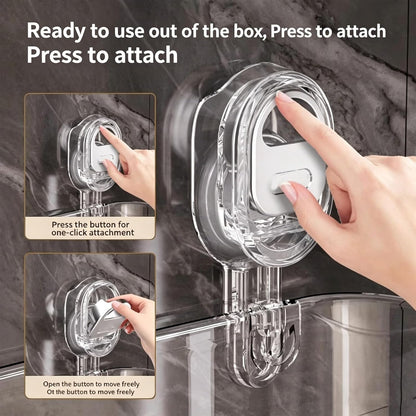 2026 New No-Drill Bathroom Suction Storage Box, Large Capacity Strong Load-Bearing Suction Cup Storage Rack with Drain Holes, Multi Functional Wall-Mounted Organizer for Home Bathroom (1, White)