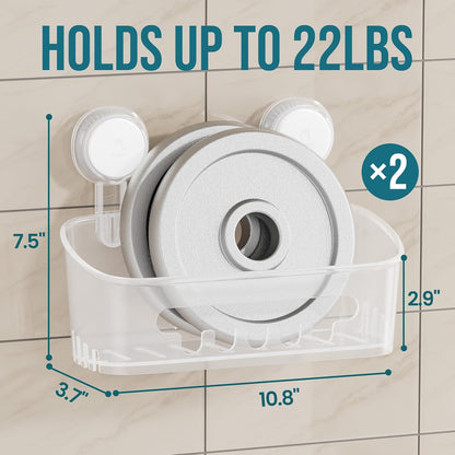 TAILI Shower Caddy Suction Cup Bathroom Organizer Shelves Frosted Clear 2pack