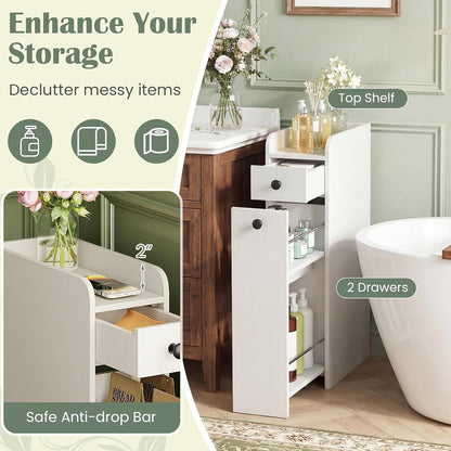 LOKO Slim Bathroom Storage Cabinet, 7" Narrow Storage Unit (White)