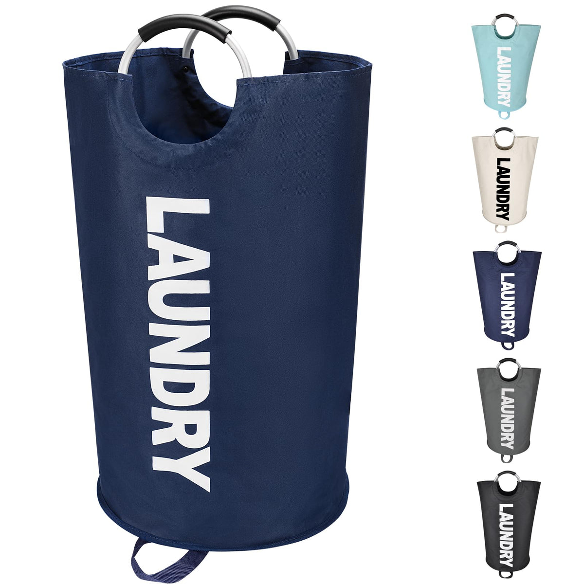 Maxsilan 90L Large Laundry Basket Bag, Collapsible Tall Hamper, Black