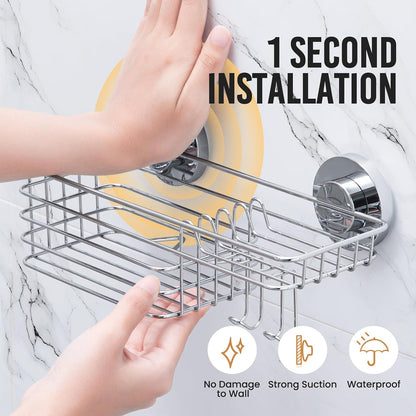 LEVERLOC Shower Caddy Suction Cup, 2 Pack Heavy Duty Bathroom Organizer